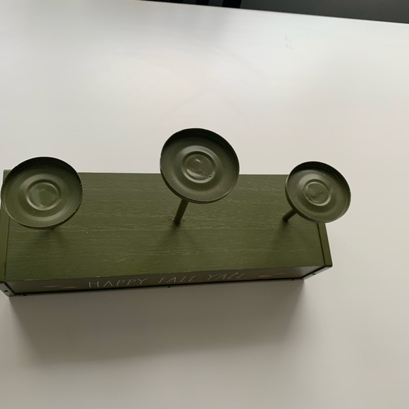 Rae Dunn Happy Fall Y’all green wooden block candlestick holder stand decor - Picture 9 of 10